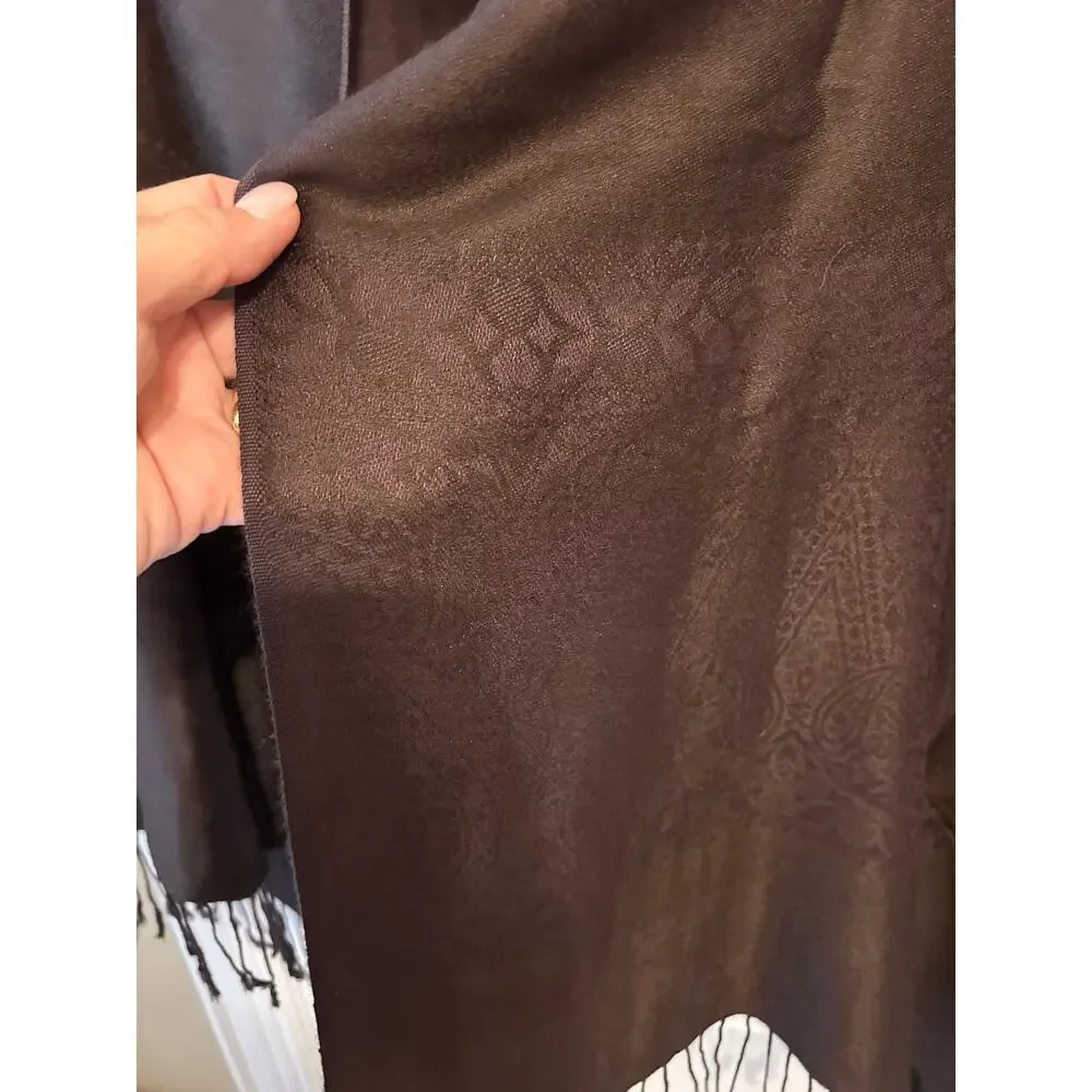 Pashmina Silk Blend Brown Wrap Scarf Vintage